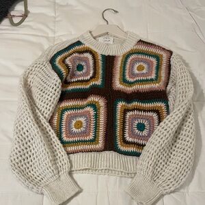 Zara Colorful Crochet Patchwork Sweater